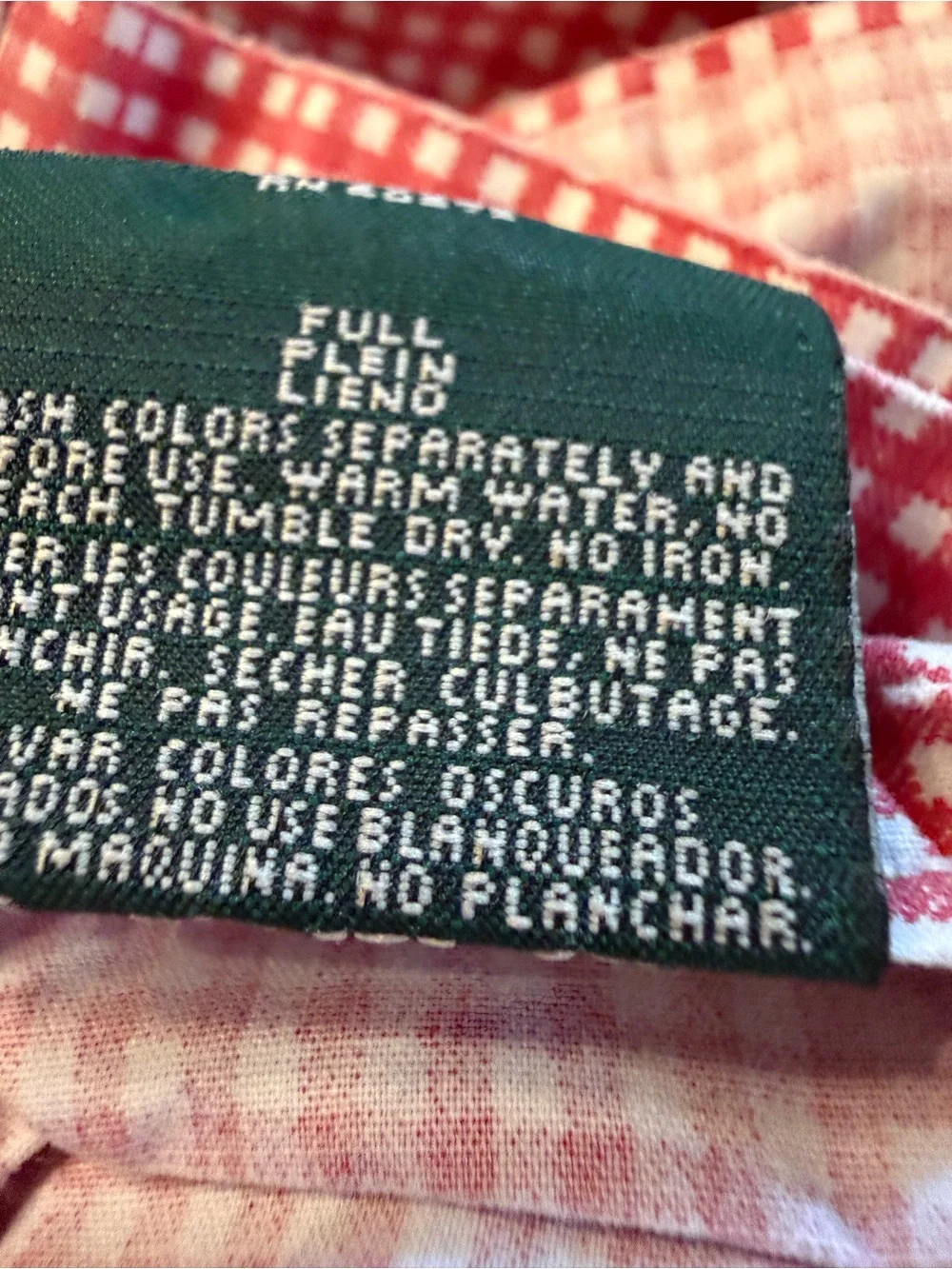 Ralph Lauren Classic Red & White Gingham FULL Flat  Sheet